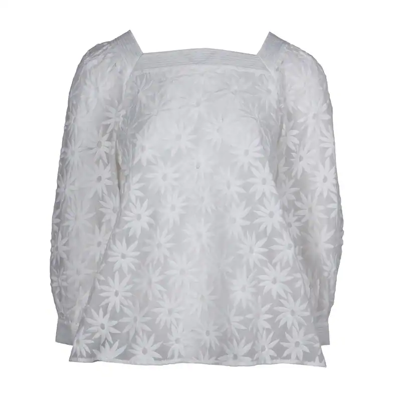 Claudie Pierlot Damen Bluse Weiß Floral Langarm Gr. 36 S 8 116B1E19