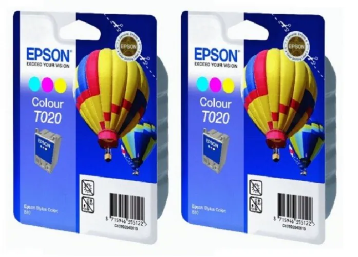 2 x Original Epson T020 color Stylus Color 880 - o.V.