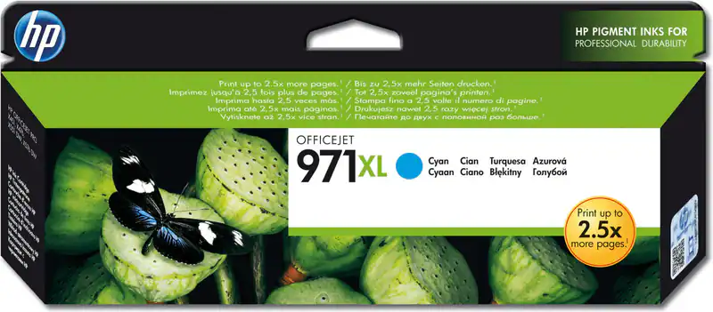 Original HP 971XL cyan OfficeJet Pro X451 X476 X551 DW X576 OVP DATUM 2019