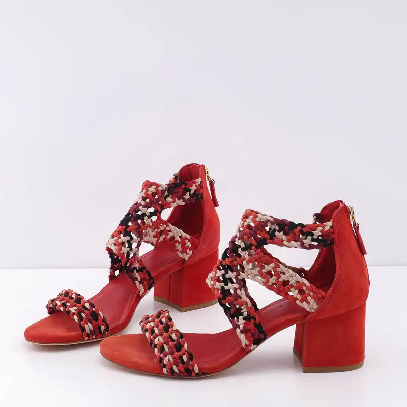 Sandro Paris Women's Shoes Sandals Suede Red Size 38 CH1588E