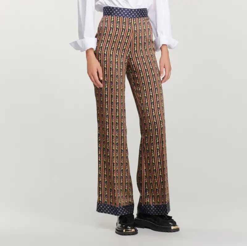 Sandro Paris Hose Mehrfarbig Floral Wide Leg SFPPA01030 Gr. 36 S Damen Pants