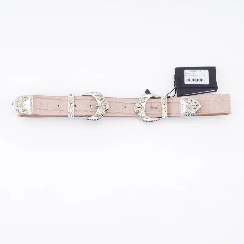 Maje Damen Gürtel Beige Leder Metall-Verzierungen Gr. 1 MFACE00093