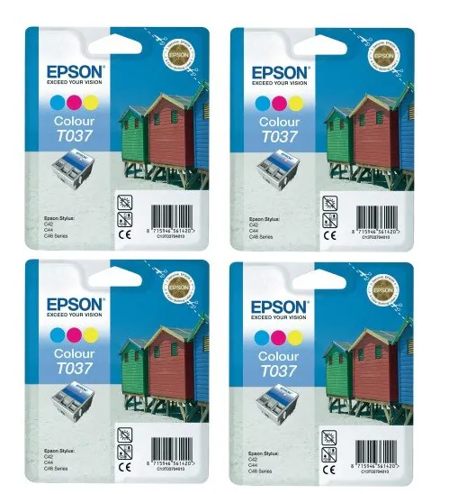 4 x Original Epson T037 color Stylus C42 C44 C46 Serien - o.V.