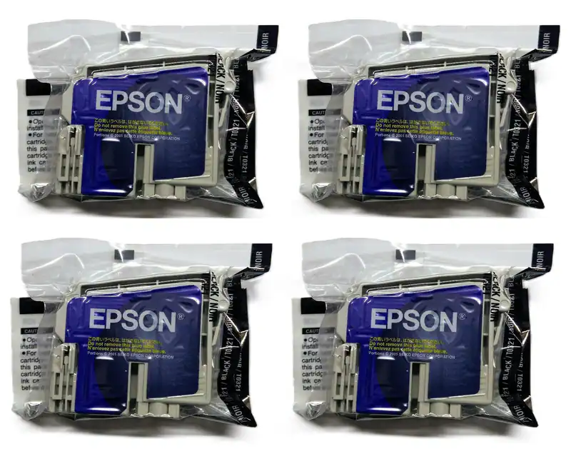 4 x Original Epson T0321 schwarz black Stylus C70 Plus C80 C82 CX5200 CX5400