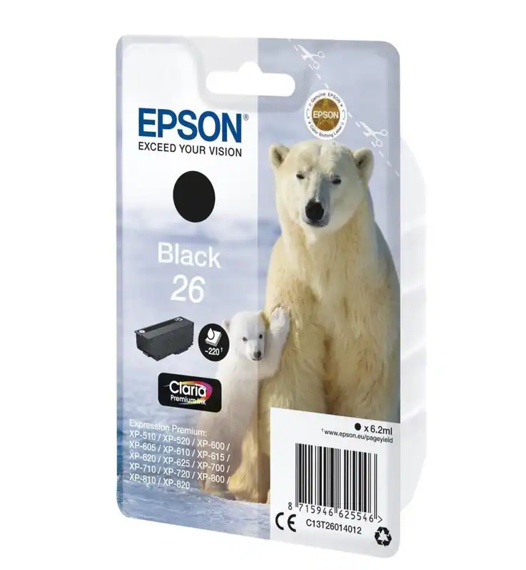 Original Epson 26 schwarz XP-510 XP-520 XP-600 XP-605 610 DATUM 2020 OVP