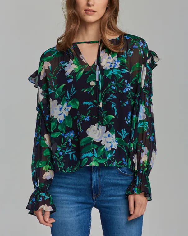 GANT Damen Bluse Mehrfarbig Blumen 100% Viskose Hemd Gr. 40 4301140