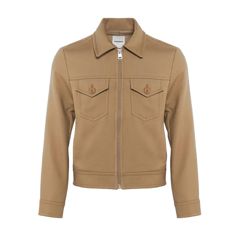 Sandro Herren Jacke Beige Wollmischung Reißverschluss Größe S SHPBL00565