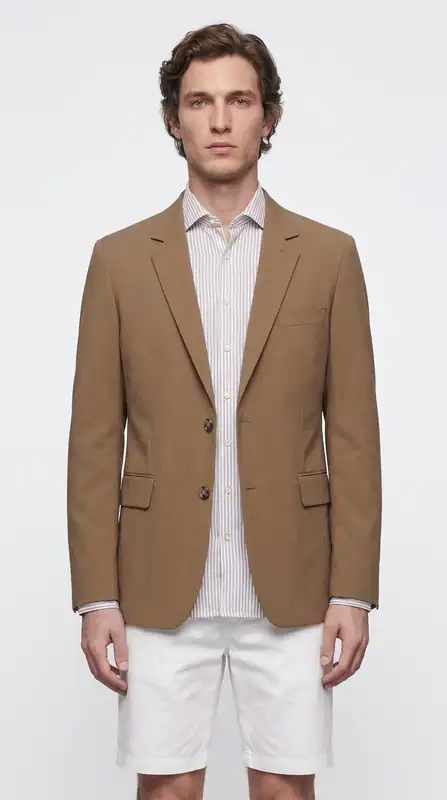 Sandro Herren Sakko Beige Schurwolle Größe 52 FR SHPVE00514