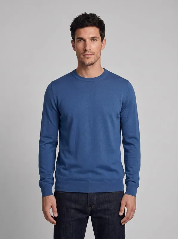 Hackett London Pullover Blau Wolle Seide Strick Gr. S Herren HM702834