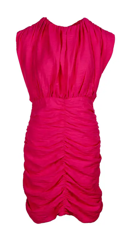 Sandro Kleid Rosa Ärmellos Raffung Sommerkleid Minikleid Gr. 40 L SFPRO02870