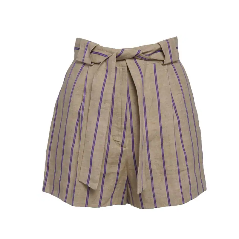 Sandro Shorts Gestreift Gr. 34 FR / XS Damen Mit Gürtel Kurze Hose SFPSH00083