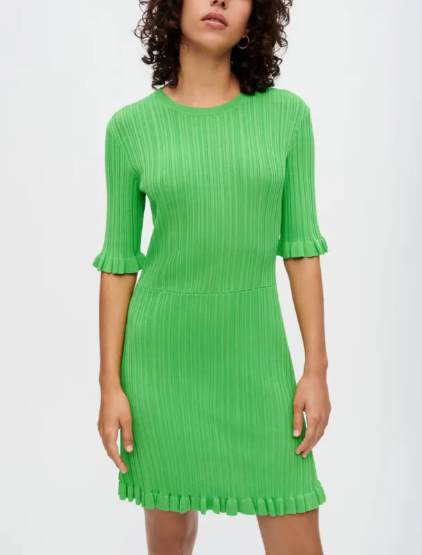 Maje Damen Kleid Grün Knit Stretch Ruffle MFPRO02595 Gr. 38 M