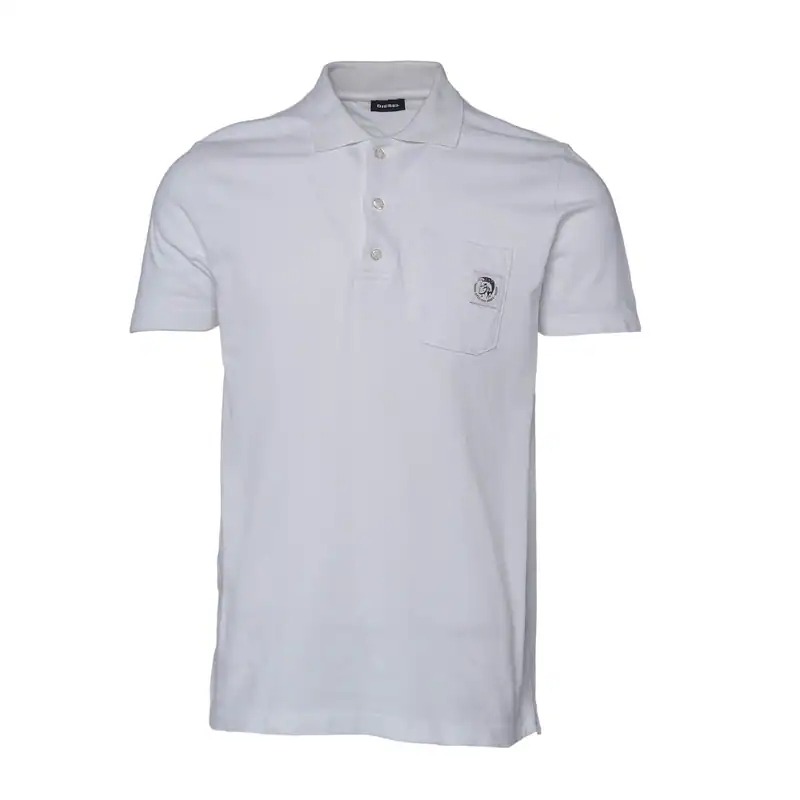 Diesel Herren Polohemd aus weißer Baumwolle mit Logo Größe S Neu