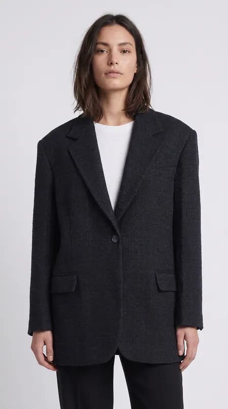 Sandro Blazer Schwarz Tweed Gr. 40 FR Damen SFPVE00973