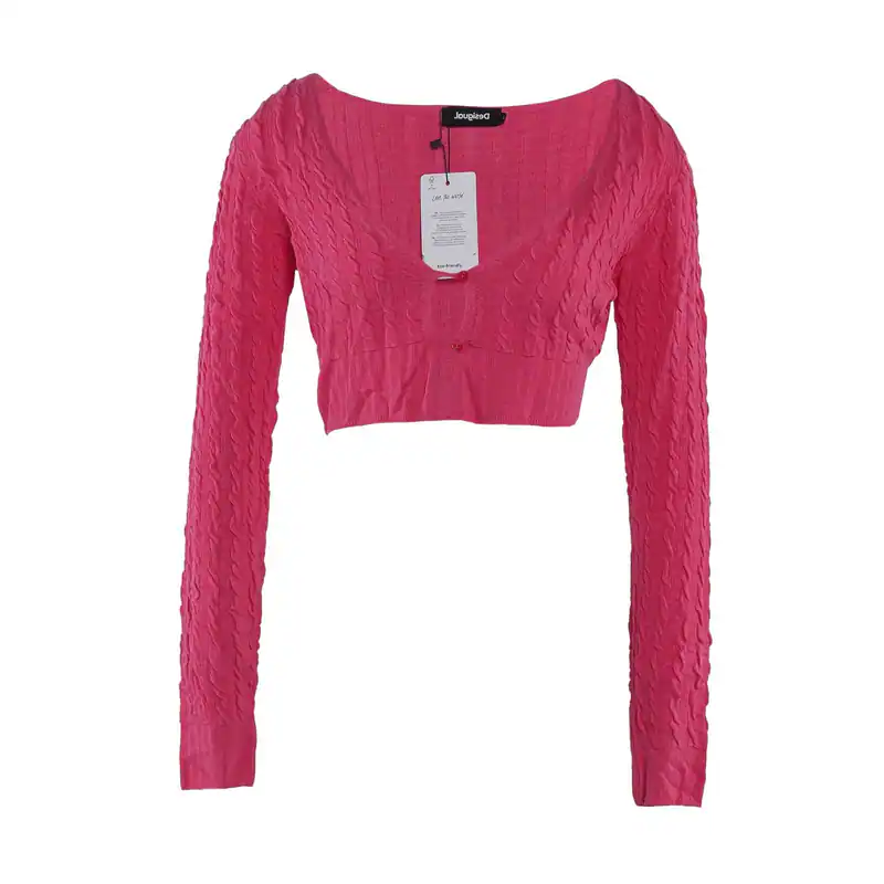 Desigual Strickjacke Rosa Damen Cardigan Strick Cropped Pink 22SWJFX7