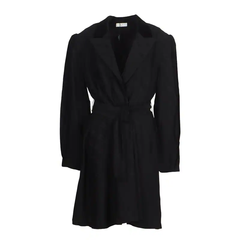 Sandro Paris Kleid Schwarz V-Ausschnitt Gr. 40 L Damen Langarm Mini SFPRO01387