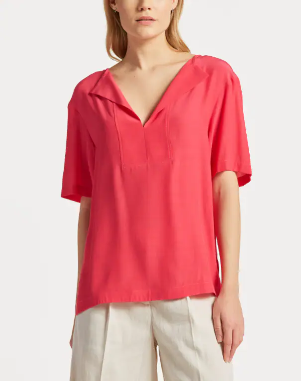 GANT Bluse Rosa Gr. 40 Damen Hemdbluse Kurzarm Pink Viskose Viscose 4300209