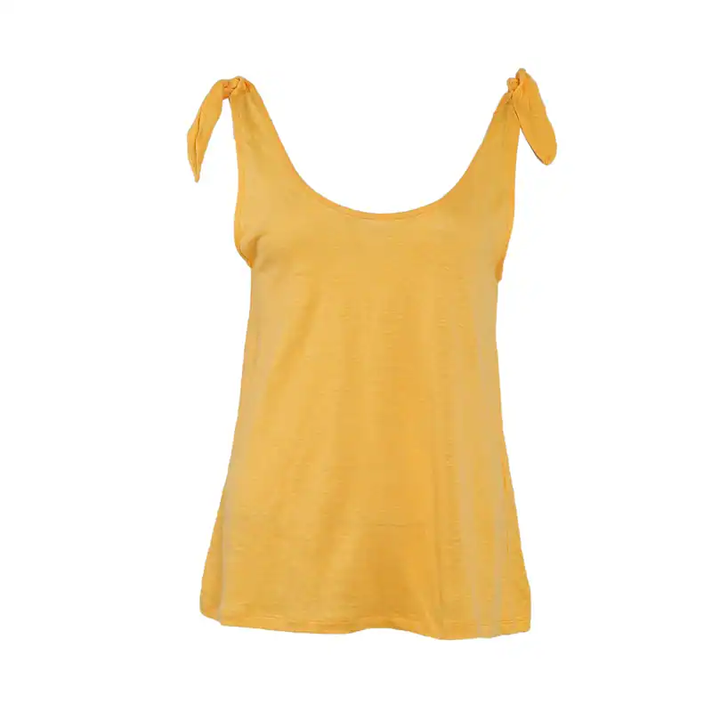 Claudie Pierlot Top Gelb Gr. 36 FR 38 Damen Leinentop 100% Leinen Linen CFPTS003