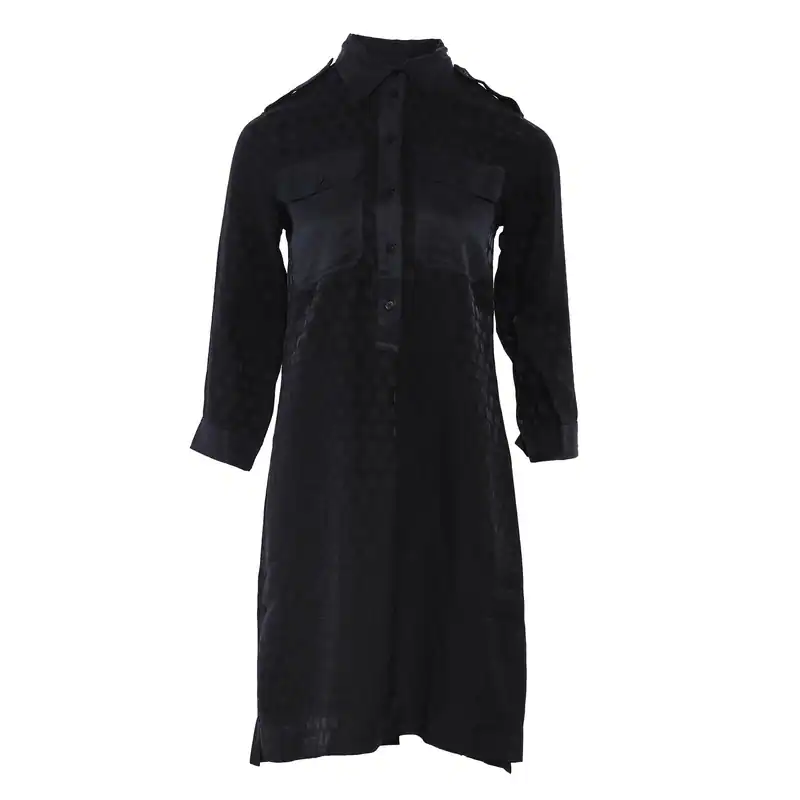 Desigual Kleid Schwarz Hemdblusenkleid Gr. XS Damen Kurz Kragen 20WWVWA6