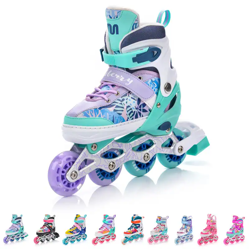 Inline Skates 4in1 Rollschuhe LED Kinder ABEC7 Einstellbare Inliner Rollen 25-41