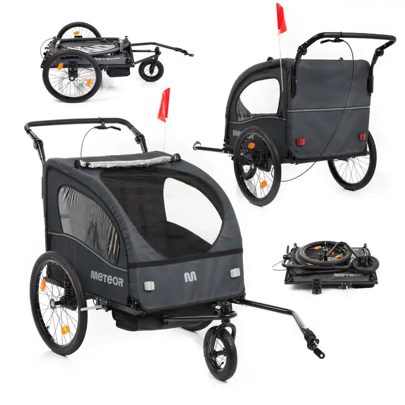 Kinderanhänger Kinderfahrradanhänger 2IN1 Buggy Jogger Set 1-2 Kinder Federung