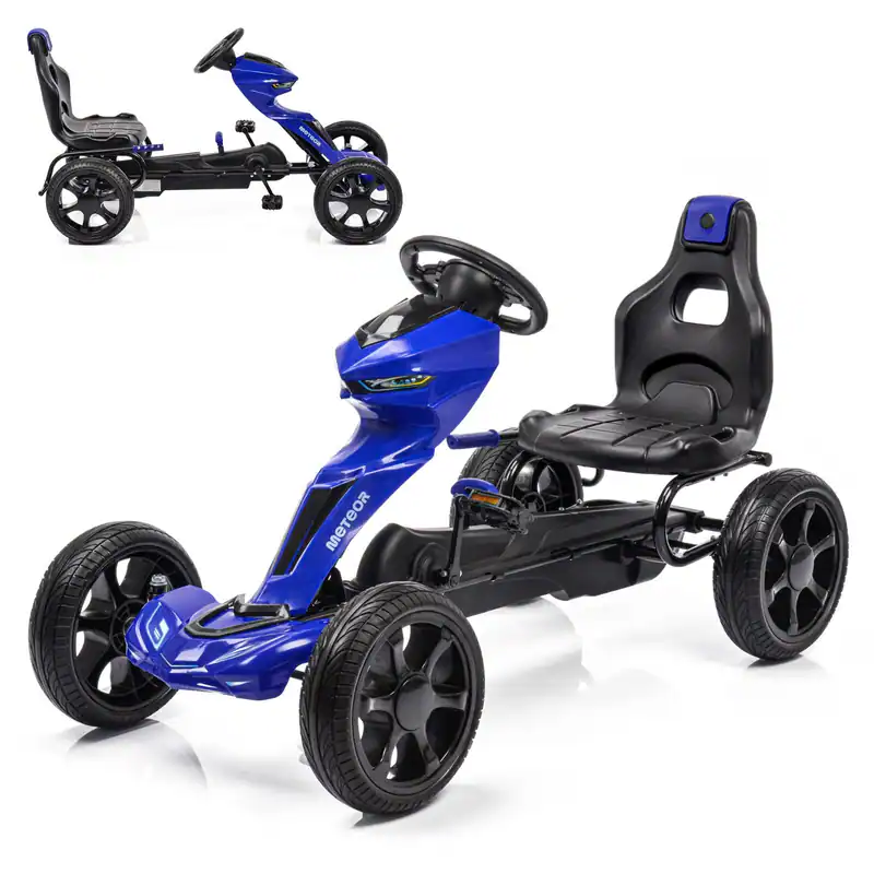 Tretauto GOKART für Kinder Pedalfahrzeug Handbremse mit 4 Rädern bis 50 kg BLAU