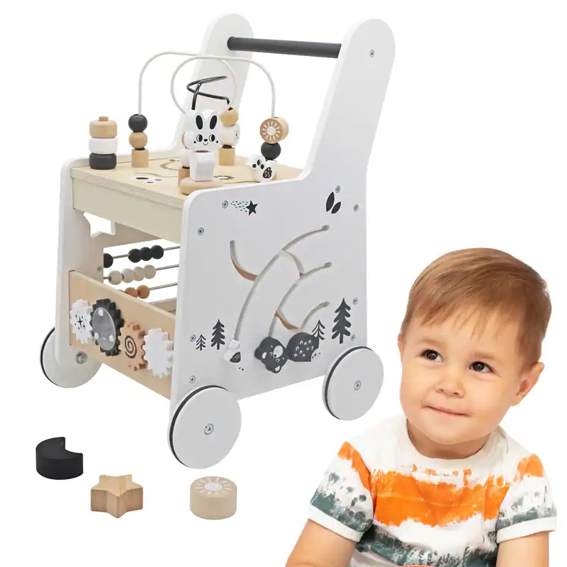 6IN1 Lauflernwagen Kinderspielzeug für Kinder Lauflernhilfe HOLZ ab 1 Jahr WEIß