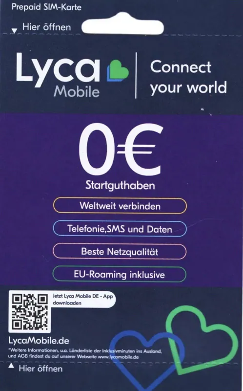 Prepaid Simkarte Lycamobile Lyca Prepaid SIM Karte 0€ Startguthaben Neu