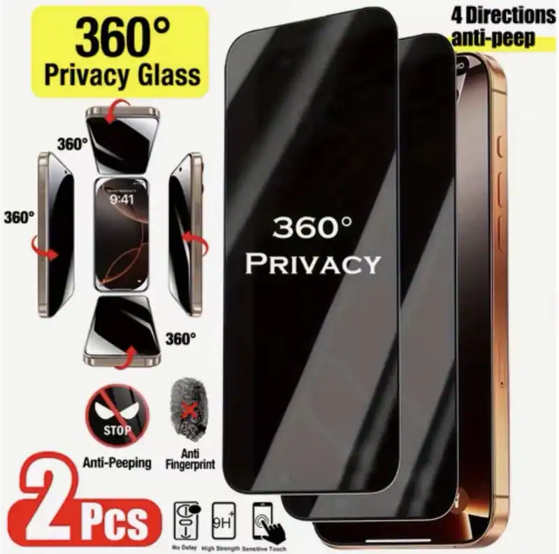 2x Für iPhone 16 Pro Max Anti Spy Privacy Schutz 360 grad Privacy Schutzglas