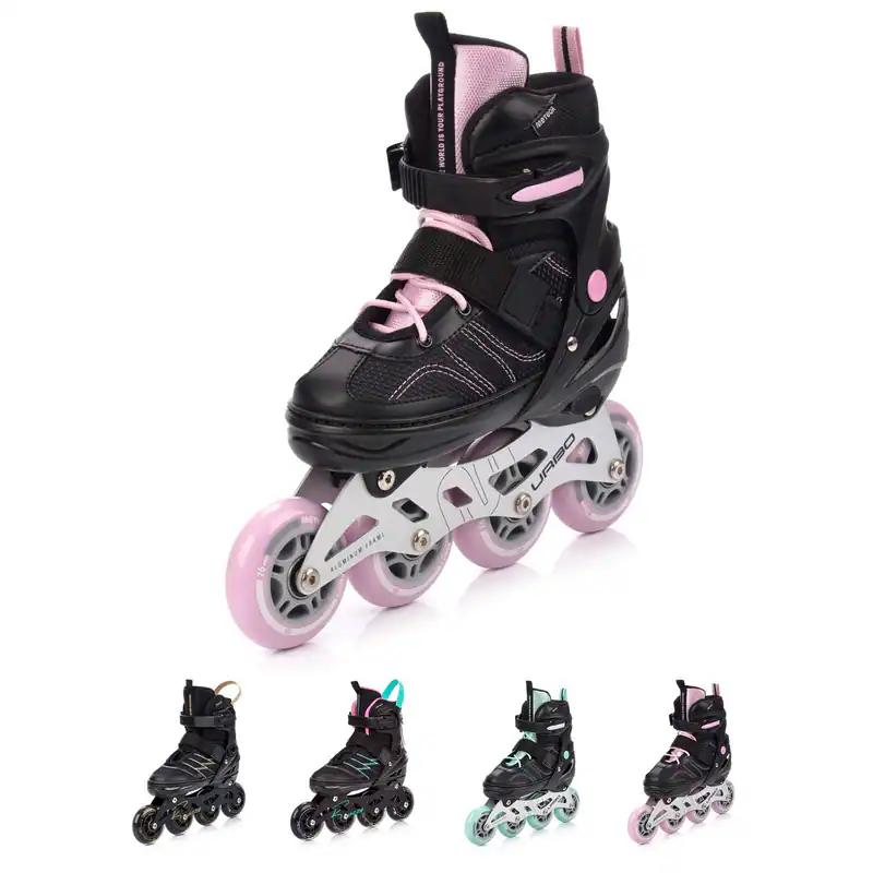Inline Skates ABEC-9 Adjustable 82A PU Junge Kinder Gr. 34-41 SCHWARZ/ROSA/MINT