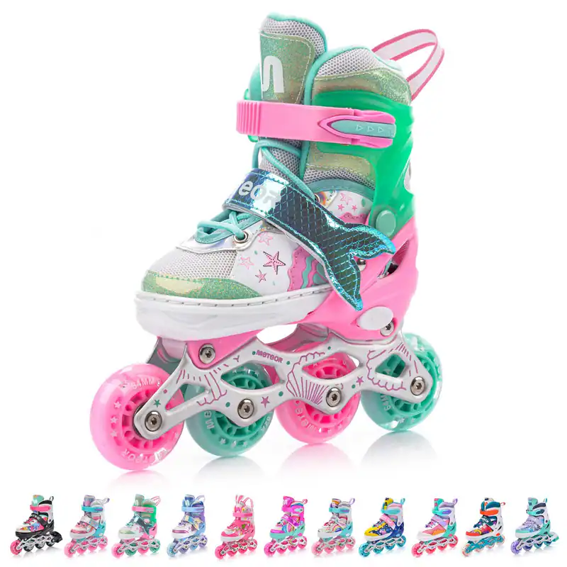 Inline Skates 4in1 Rollschuhe LED 25-41 Kinder ABEC7 Inliner Rollen Einstellbare