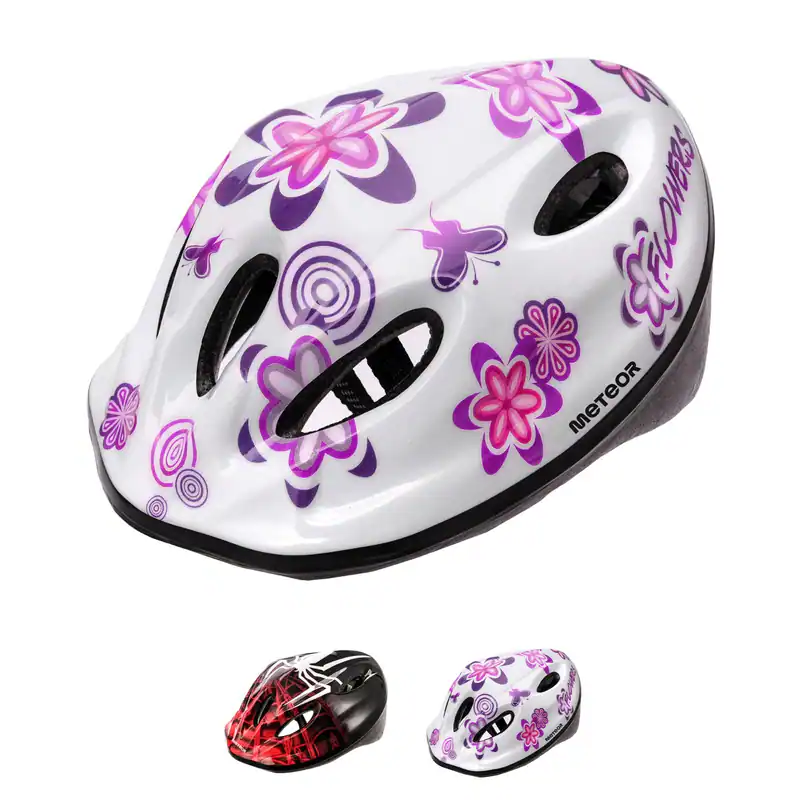 Kinder Fahrradhelm Kinderhelm Schutzelm Jungen Mädchen Helm Spider Weiß/Lila S-M
