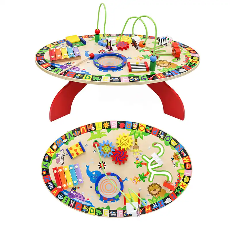 Motorik Spieltisch Baby aus Holz Activity Tisch für Kinder Aktivitätstisch Lern