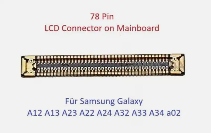 2x FPC Connector Samsung A12 A13 A22 A23 A24 A32 A33 A34 A02 LCD Main board Gold