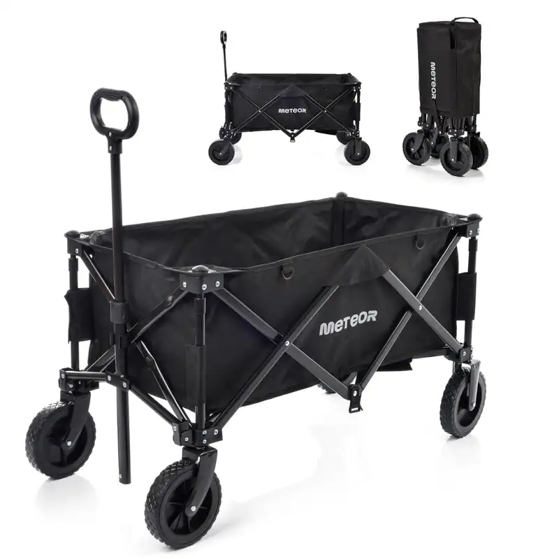 Faltbarer Bollerwagen Strandwagen Transportwagen Handwagen bis 80 kg SCHWARZ