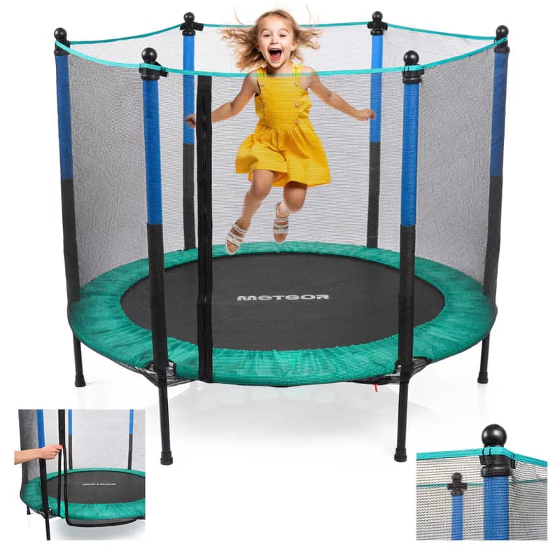 Trampolin Kindertrampolin Gartentrampolin Netz TRP-50 140cm 4.5 FT MINZE/BLAU