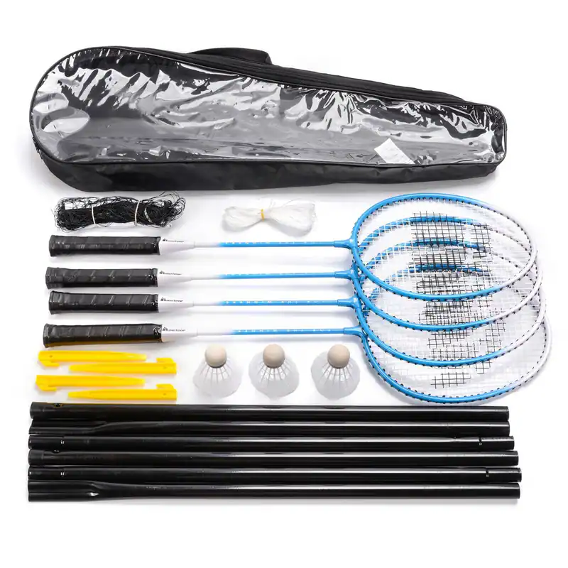 Badminton Set 2/4 Schläger mit Netz für Kinder Badmintonschläger 3 Federbällen