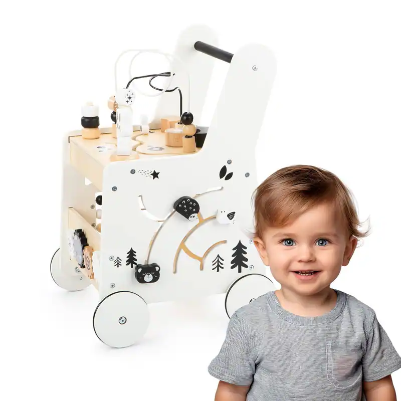 6IN1 Lauflernwagen Kinderspielzeug für Kinder Lauflernhilfe HOLZ ab 1 Jahr WEIB