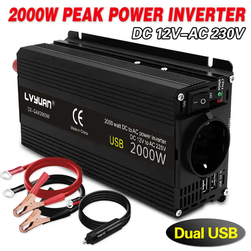 1000W DC 12V auf AC 230V Wechselrichter 2USB Spannungswandler kit Freier Versand