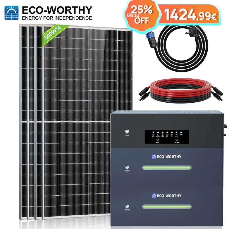 ECO-WORTHY 2000W Balkonkraftwerk mit 5,12kWh Speicher ECOVIS 2400