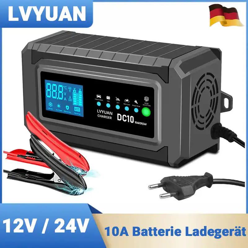 10A Intelligentes Batterieladegerät 12V 24V KFZ Batterie Ladegerät PKW Akku AGM
