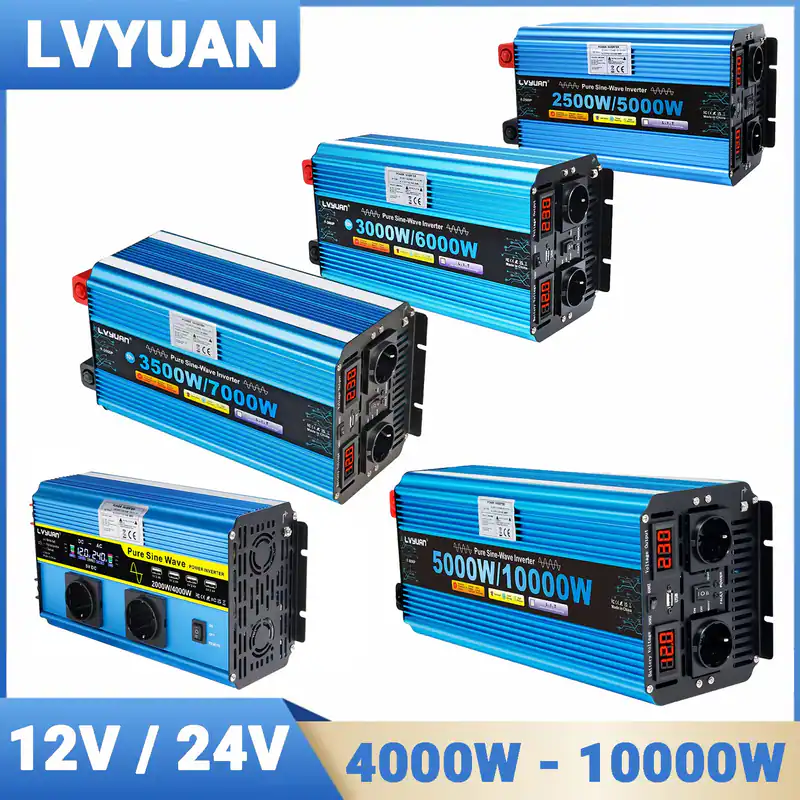 4000W -10000W Reiner Sinus Wechselrichter Spannungswandler 12V/24V 230V Inverter