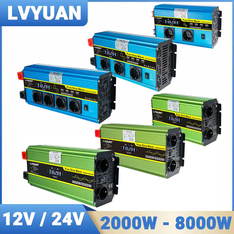 4000W/8000W Reiner Sinus Wechselrichter 3000/6000W Spannungswandler 12V 24V 230V