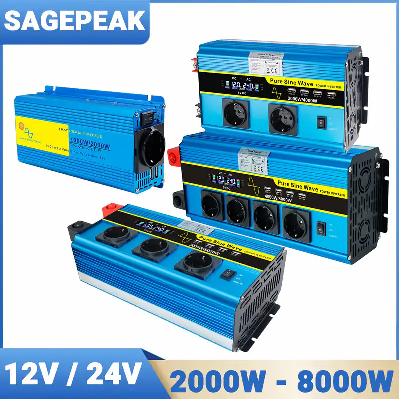 Reiner Sinus Wechselrichter 2000W - 8000W Spannungswandler 12V/24V 230V Inverter
