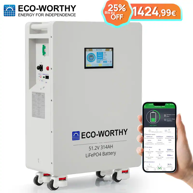 48V 314Ah Batteriespeicher 16kWh LiFePO4 Batterie PV Speicher Heimspeicher