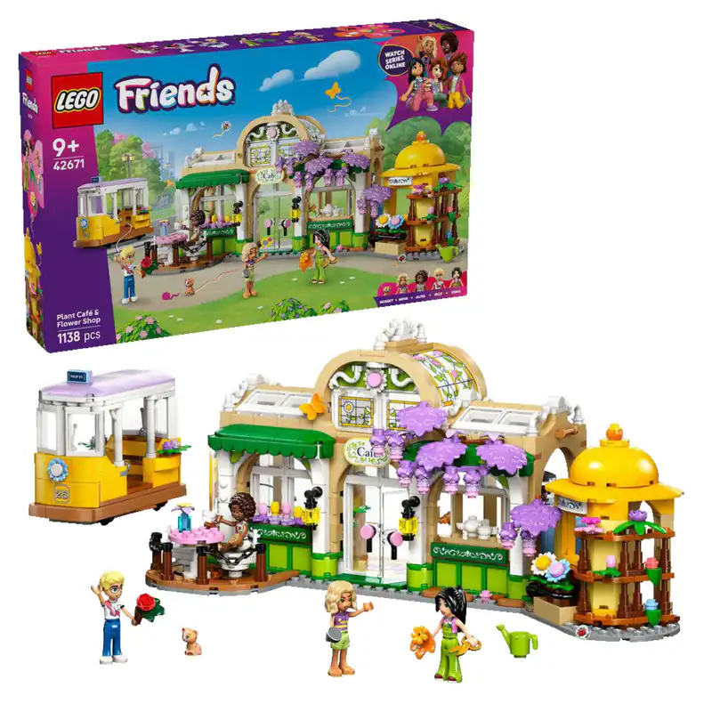 LEGO Friends 42671 Pflanzencafé und Blumenkiosk Bausatz, Mehrfarbig