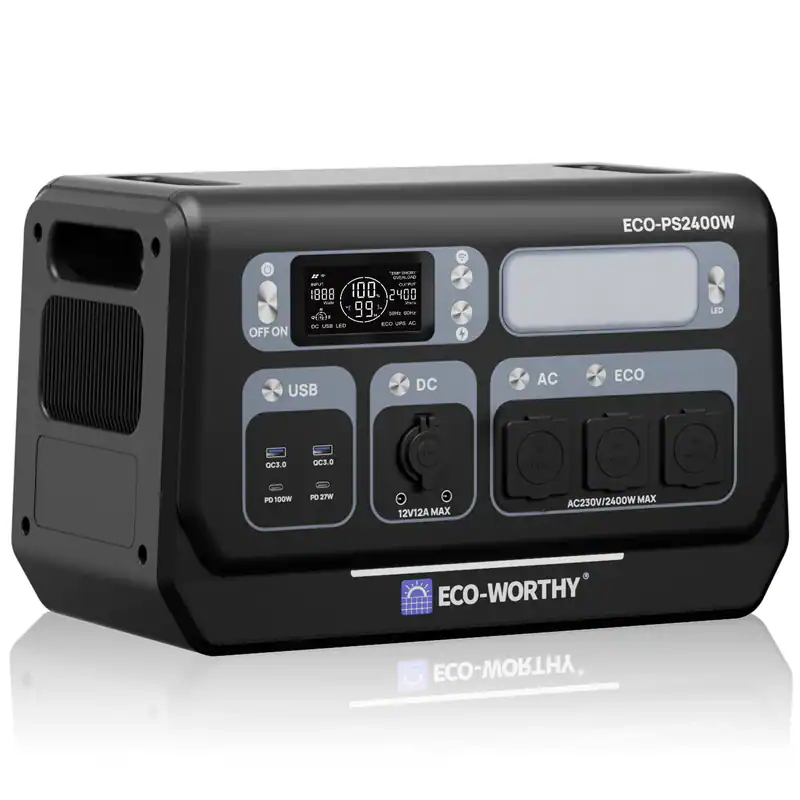 ECO-WORTHY 2400W Powerstation 2048Wh Tragbarer Solargenerator Wohnmobil Camping