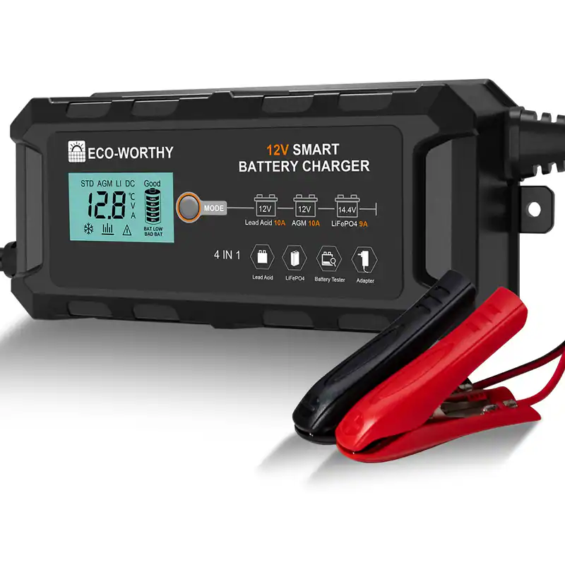 ECO-WORTHY 12V 10A Batterie Ladegerät für LiFePO4 Lithium Batterie Auto Motorrad