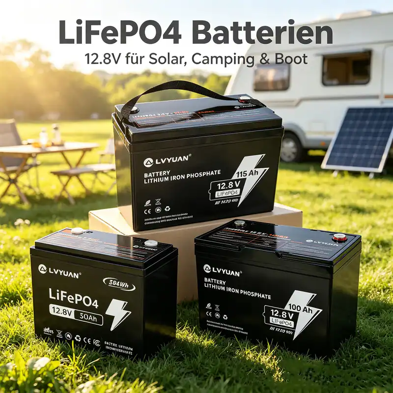 LiFePO4 100Ah 115Ah 12.8V 1472Wh Solarbatterie Lithium Batterie Akku Wohnmobil