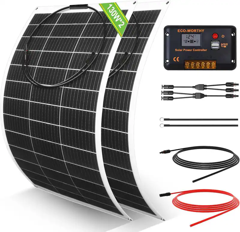 260W Flexibel Solarpanel Solarmodule Kit solaranlage Mono für Wohnmobil Boot RV